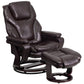 Contemporary Multi-Position Recliner and Ottoman with Swivel Mahogany Wood Base in Black LeatherSoft - BT-70222-BK-FLAIR-GG A-Z Store Nadia