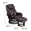 Contemporary Multi-Position Recliner and Ottoman with Swivel Mahogany Wood Base in Black LeatherSoft - BT-70222-BK-FLAIR-GG