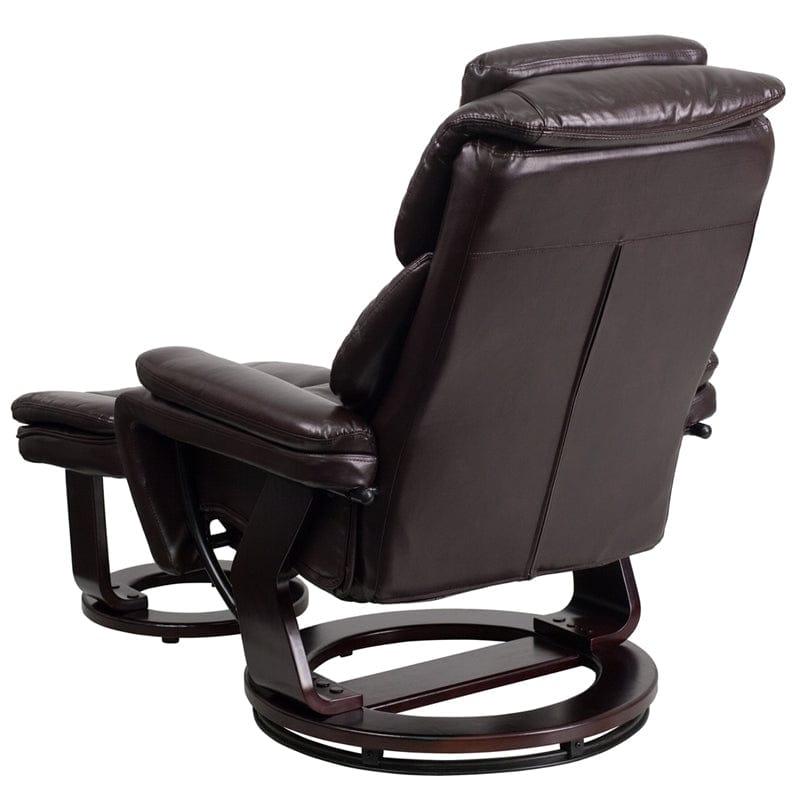Contemporary Multi-Position Recliner and Ottoman with Swivel Mahogany Wood Base in Black LeatherSoft - BT-70222-BK-FLAIR-GG A-Z Store Nadia