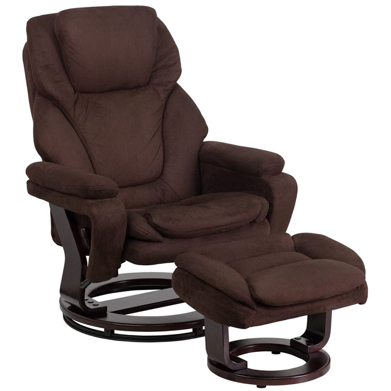 Contemporary Multi-Position Recliner and Ottoman with Swivel Mahogany Wood Base in Black LeatherSoft - BT-70222-BK-FLAIR-GG A-Z Store Nadia
