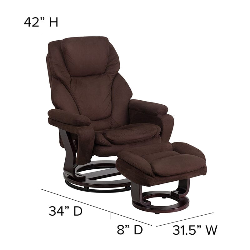 Contemporary Multi-Position Recliner and Ottoman with Swivel Mahogany Wood Base in Black LeatherSoft - BT-70222-BK-FLAIR-GG A-Z Store Nadia
