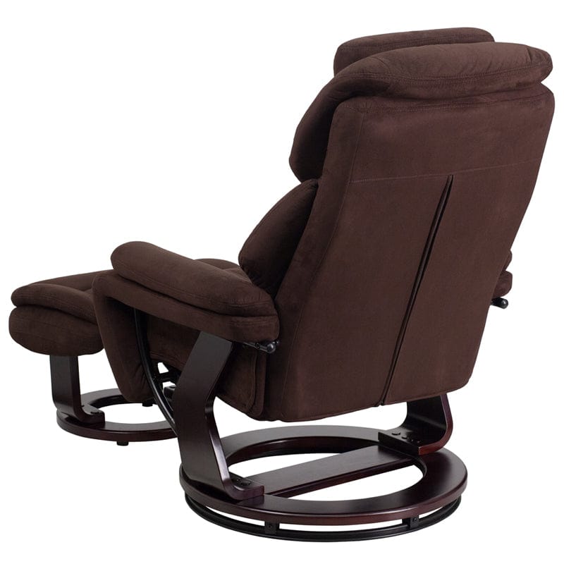 Contemporary Multi-Position Recliner and Ottoman with Swivel Mahogany Wood Base in Black LeatherSoft - BT-70222-BK-FLAIR-GG A-Z Store Nadia