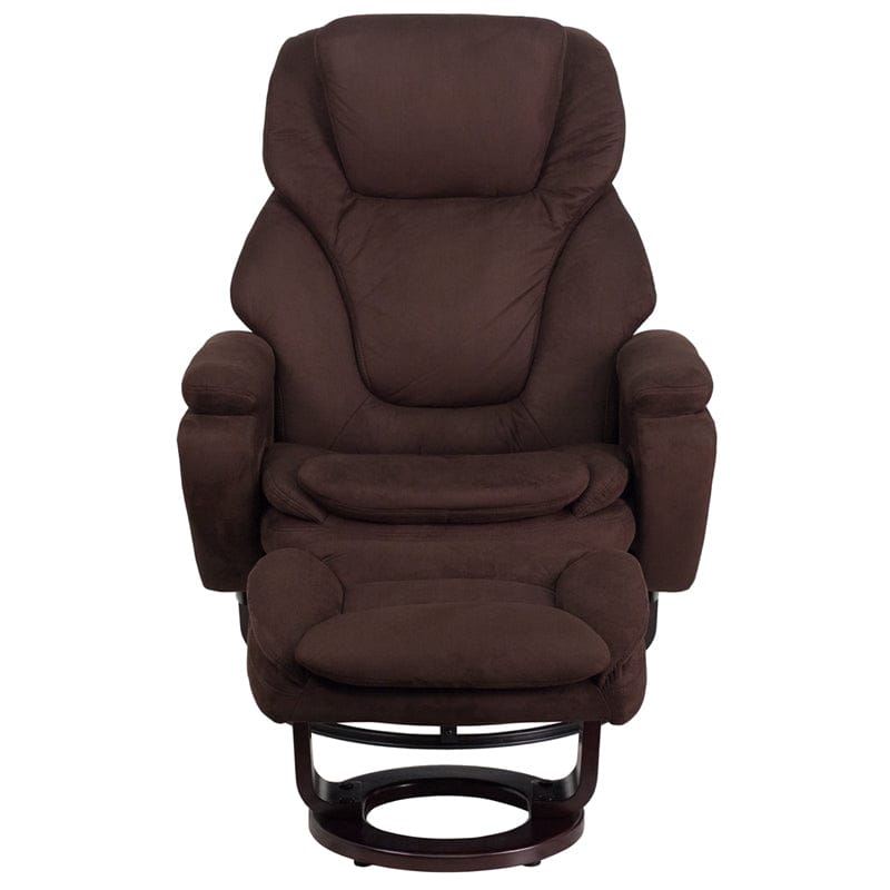 Contemporary Multi-Position Recliner and Ottoman with Swivel Mahogany Wood Base in Black LeatherSoft - BT-70222-BK-FLAIR-GG A-Z Store Nadia