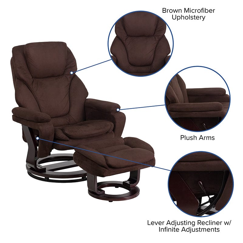 Contemporary Multi-Position Recliner and Ottoman with Swivel Mahogany Wood Base in Black LeatherSoft - BT-70222-BK-FLAIR-GG A-Z Store Nadia