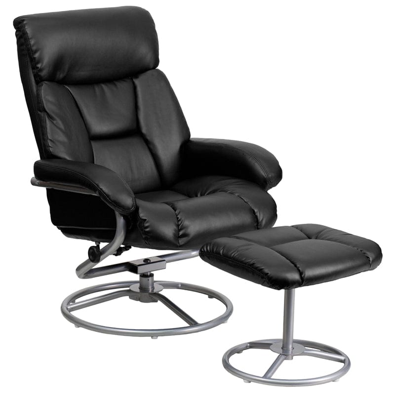 Contemporary Multi-Position Recliner and Ottoman with Metal Base in Black LeatherSoft - BT-70230-BK-CIR-GG A-Z Store Nadia