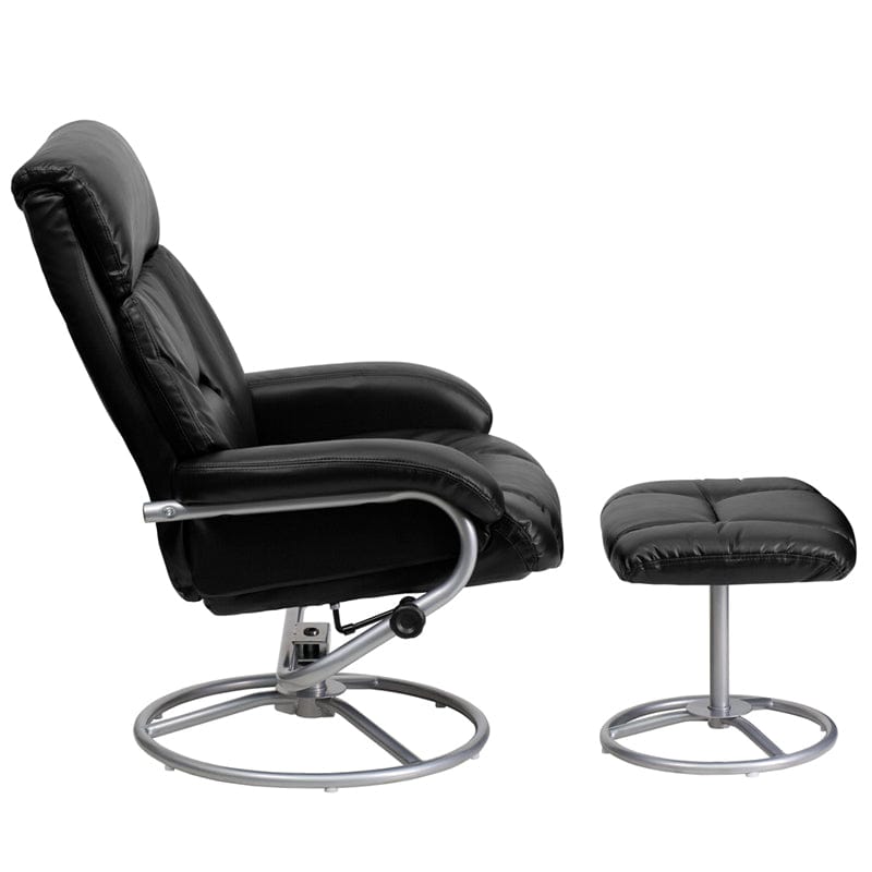 Contemporary Multi-Position Recliner and Ottoman with Metal Base in Black LeatherSoft - BT-70230-BK-CIR-GG A-Z Store Nadia