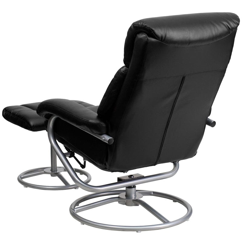 Contemporary Multi-Position Recliner and Ottoman with Metal Base in Black LeatherSoft - BT-70230-BK-CIR-GG A-Z Store Nadia