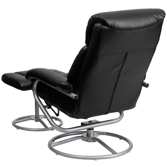 Contemporary Multi-Position Recliner and Ottoman with Metal Base in Black LeatherSoft - BT-70230-BK-CIR-GG A-Z Store Nadia