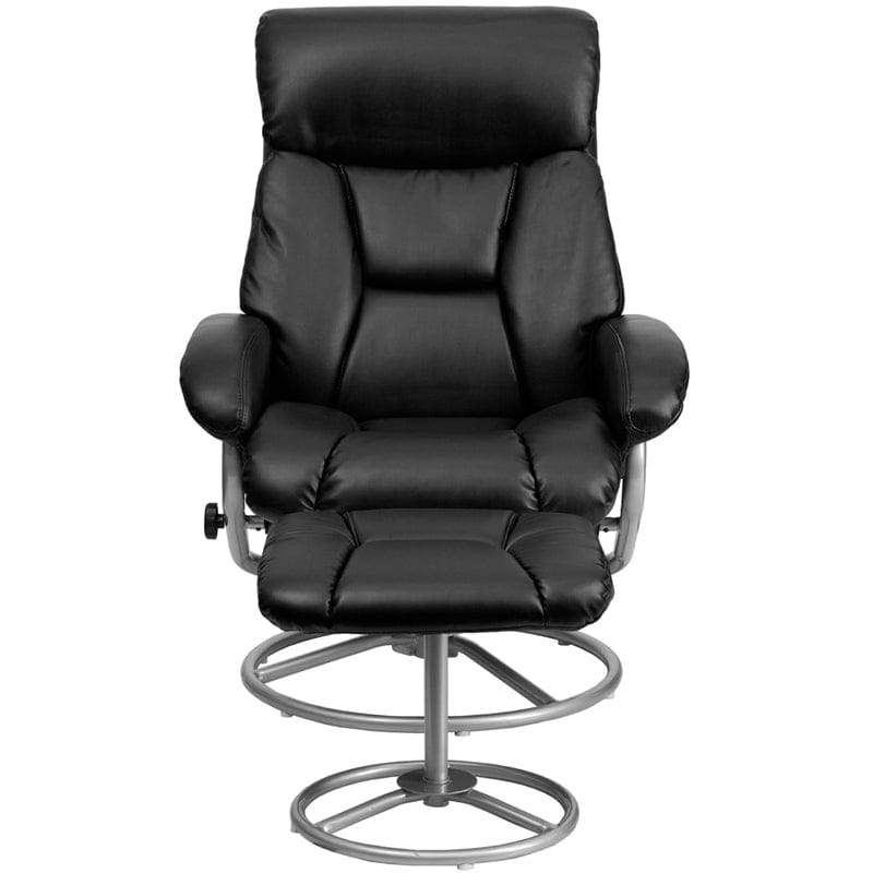 Contemporary Multi-Position Recliner and Ottoman with Metal Base in Black LeatherSoft - BT-70230-BK-CIR-GG A-Z Store Nadia