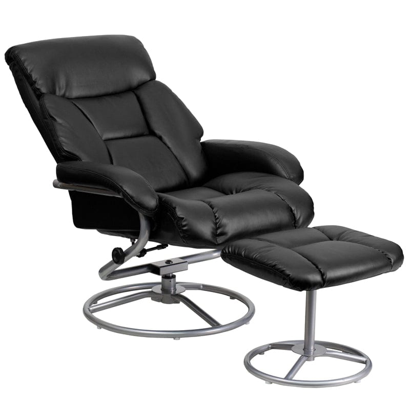 Contemporary Multi-Position Recliner and Ottoman with Metal Base in Black LeatherSoft - BT-70230-BK-CIR-GG A-Z Store Nadia