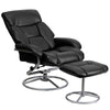 Contemporary Multi-Position Recliner and Ottoman with Metal Base in Black LeatherSoft - BT-70230-BK-CIR-GG