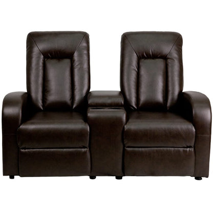Eclipse Series 2-Seat Reclining Black Leather Soft Theater Seating Unit with Cup Holders - BT-70259-2-BK-GG Mega AZ Store