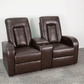 Eclipse Series 2-Seat Push Button Motorized Reclining Black Leather Soft Theater Seating Unit with Cup Holders - BT-70259-2-P-BK-GG MEGA AZ Store