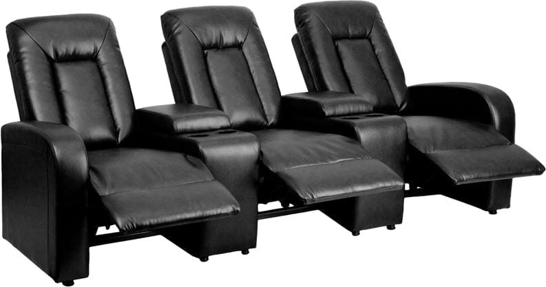 Eclipse Series 3-Seat Reclining Black LeatherSoft Theater Seating Unit with Cup Holders - BT-70259-3-BK-GG A-Z Store Nadia