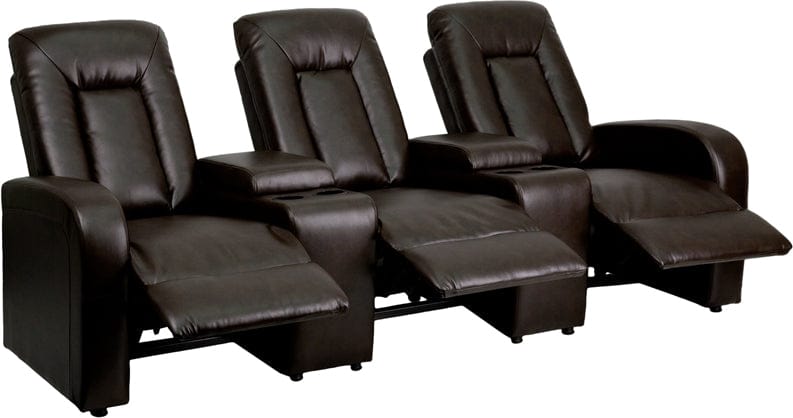 Eclipse Series 3-Seat Reclining Black LeatherSoft Theater Seating Unit with Cup Holders - BT-70259-3-BK-GG A-Z Store Nadia