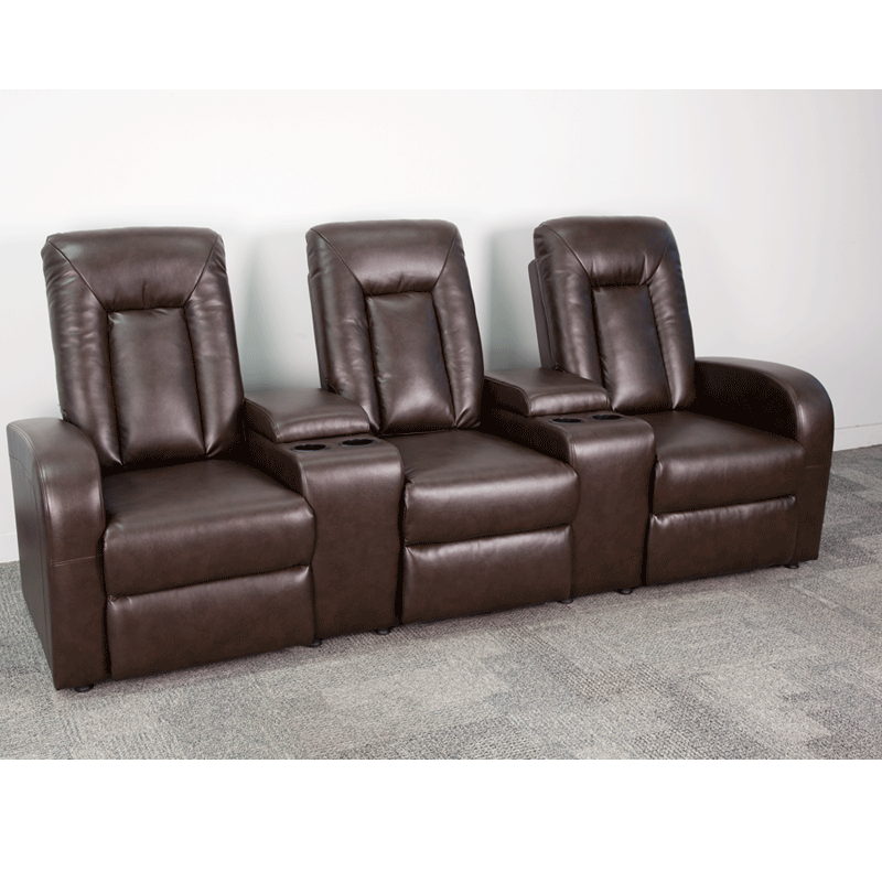 Eclipse Series 3-Seat Reclining Black LeatherSoft Theater Seating Unit with Cup Holders - BT-70259-3-BK-GG A-Z Store Nadia