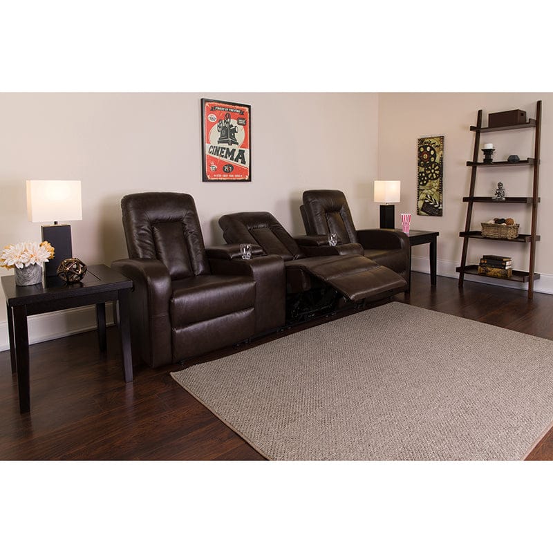 Eclipse Series 3-Seat Reclining Black LeatherSoft Theater Seating Unit with Cup Holders - BT-70259-3-BK-GG A-Z Store Nadia