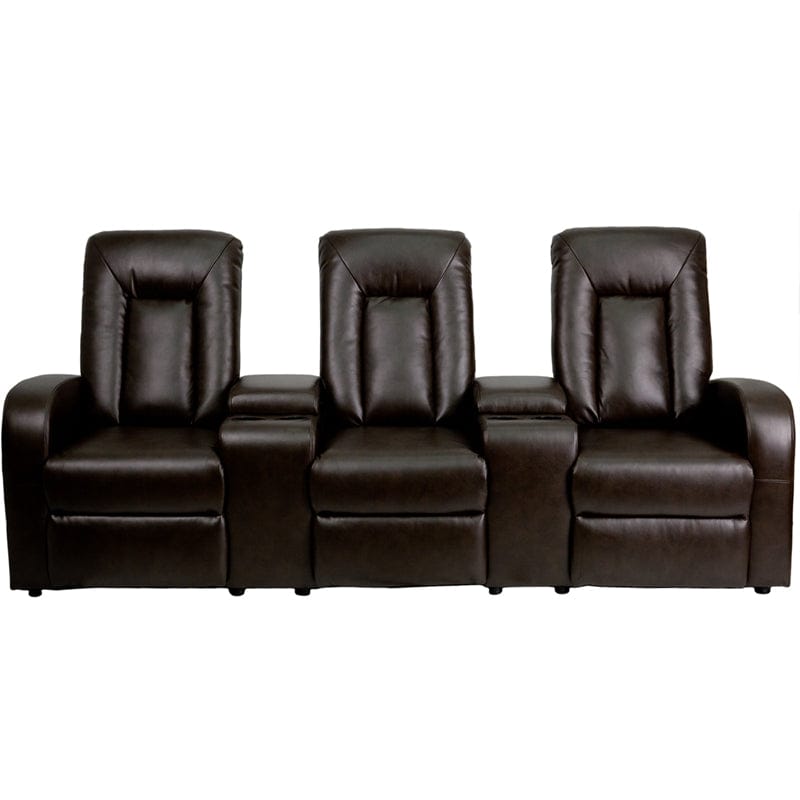 Eclipse Series 3-Seat Reclining Black LeatherSoft Theater Seating Unit with Cup Holders - BT-70259-3-BK-GG A-Z Store Nadia