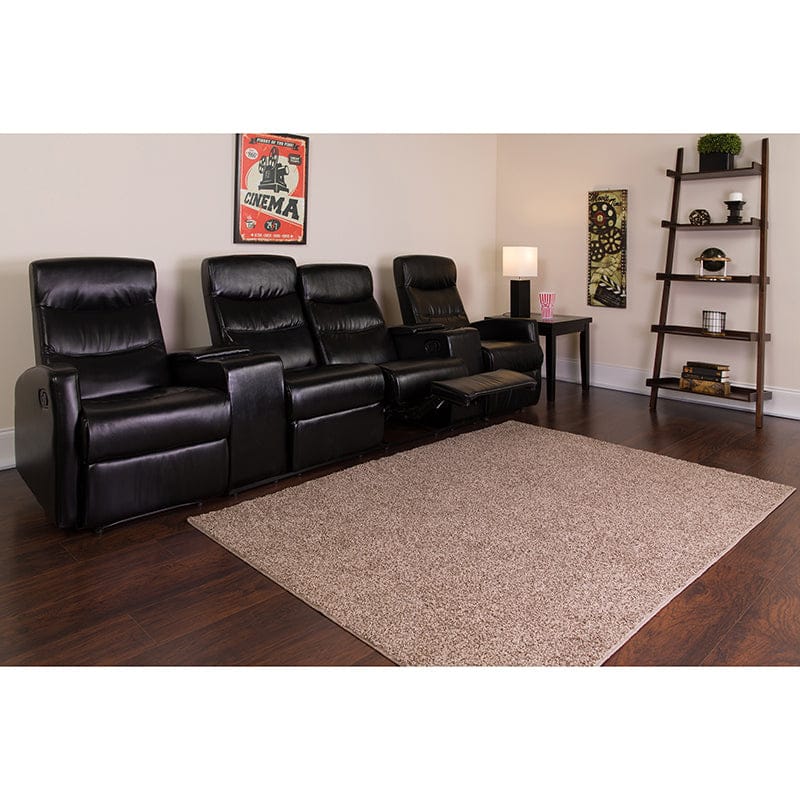 Anetos Series 4-Seat Reclining Black LeatherSoft Theater Seating Unit with Cup Holders - BT-70273-4-BK-GG