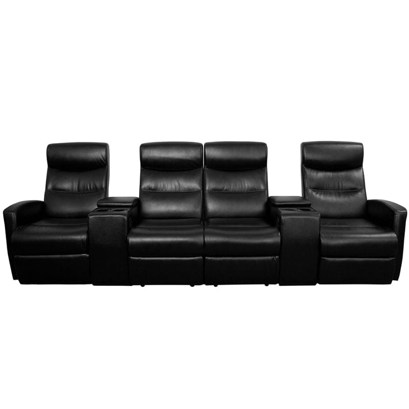 Anetos Series 4-Seat Reclining Black LeatherSoft Theater Seating Unit with Cup Holders - BT-70273-4-BK-GG A-Z Store Nadia