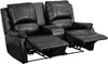 Allure Series 2-Seat Reclining Pillow Back Black LeatherSoft Theater Seating Unit with Cup Holders - BT-70295-2-BK-GG