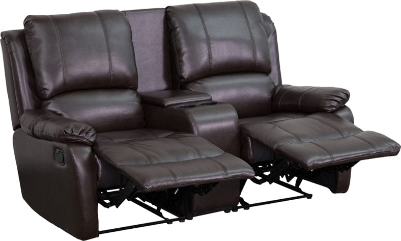Allure Series 2-Seat Reclining Pillow Back Black LeatherSoft Theater Seating Unit with Cup Holders - BT-70295-2-BK-GG MEGA AZ Store