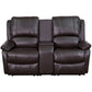Allure Series 2-Seat Reclining Pillow Back Black LeatherSoft Theater Seating Unit with Cup Holders - BT-70295-2-BK-GG MEGA AZ Store