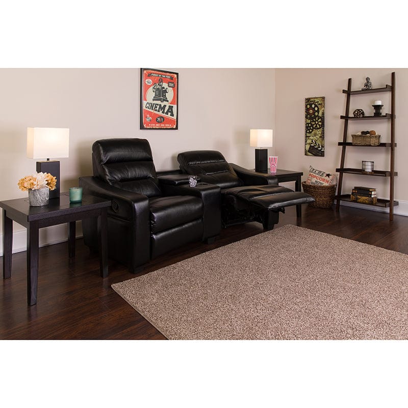 Futura Series 2-Seat Reclining Black LeatherSoft Theater Seating Unit with Cup Holders - BT-70380-2-BK-GG A-Z Store Nadia
