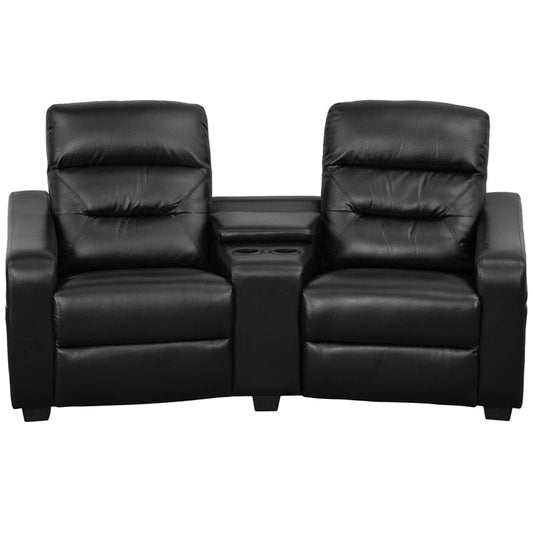 Futura Series 2-Seat Reclining Black LeatherSoft Theater Seating Unit with Cup Holders - BT-70380-2-BK-GG A-Z Store Nadia