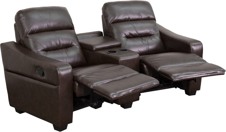 Futura Series 2-Seat Reclining Black LeatherSoft Theater Seating Unit with Cup Holders - BT-70380-2-BK-GG A-Z Store Nadia