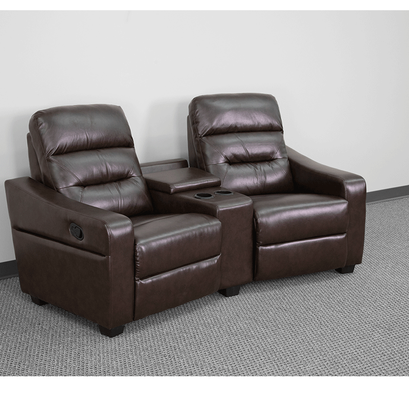 Futura Series 2-Seat Reclining Black LeatherSoft Theater Seating Unit with Cup Holders - BT-70380-2-BK-GG A-Z Store Nadia
