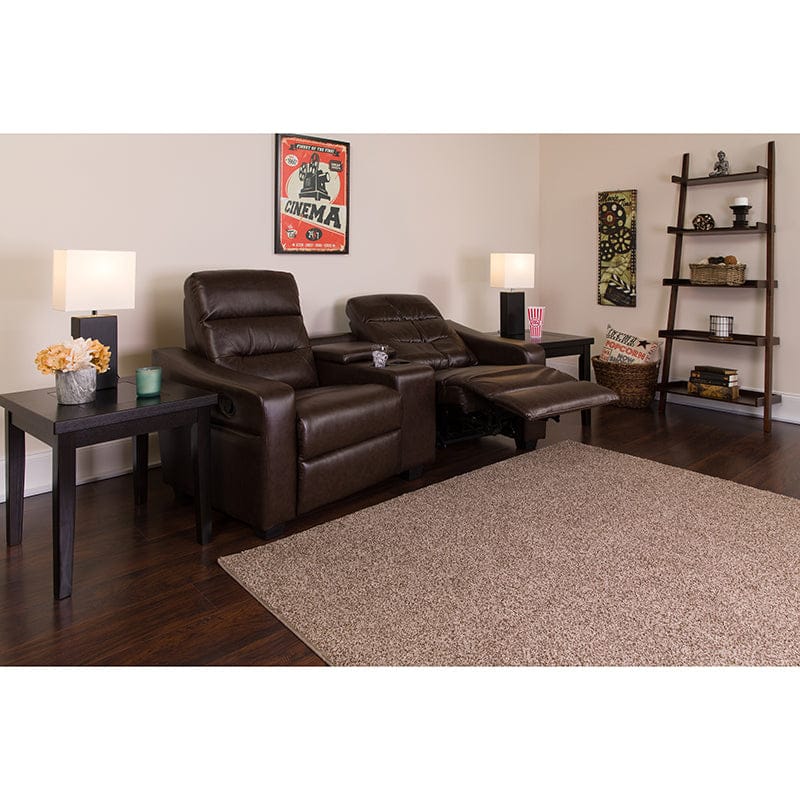 Futura Series 2-Seat Reclining Black LeatherSoft Theater Seating Unit with Cup Holders - BT-70380-2-BK-GG A-Z Store Nadia