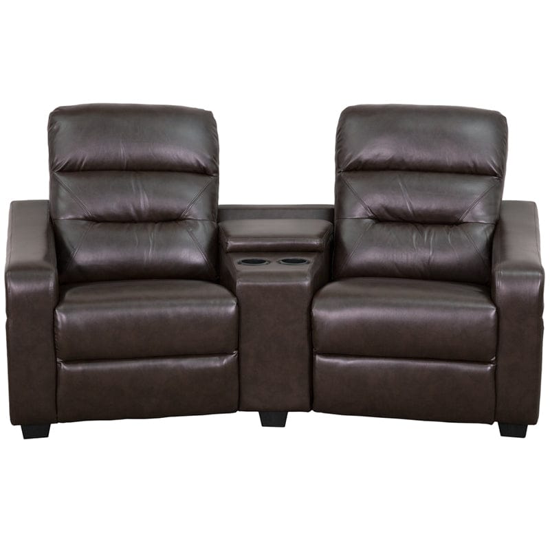Futura Series 2-Seat Reclining Black LeatherSoft Theater Seating Unit with Cup Holders - BT-70380-2-BK-GG A-Z Store Nadia