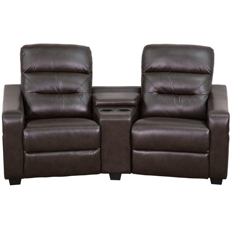 Futura Series 2-Seat Reclining Black LeatherSoft Theater Seating Unit with Cup Holders - BT-70380-2-BK-GG