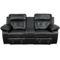 Reel Comfort Series 2-Seat Reclining Black LeatherSoft Theater Seating Unit with Straight Cup Holders - BT-70530-2-BK-GG Mega A-Z Store Nadia