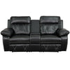 Reel Comfort Series 2-Seat Reclining Black LeatherSoft Theater Seating Unit with Straight Cup Holders - BT-70530-2-BK-GG