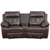 Reel Comfort Series 2-Seat Reclining Black LeatherSoft Theater Seating Unit with Curved Cup Holders - BT-70530-2-BK-CV-GG