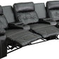 Reel Comfort Series 3-Seat Reclining Black LeatherSoft Theater Seating Unit with Curved Cup Holders - BT-70530-3-BK-CV-GG A-Z Store Nadia