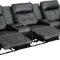 Reel Comfort Series 3-Seat Reclining Black LeatherSoft Theater Seating Unit with Straight Cup Holders - BT-70530-3-BK-GG A-Z Store Nadia