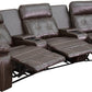 Reel Comfort Series 3-Seat Reclining Black LeatherSoft Theater Seating Unit with Curved Cup Holders - BT-70530-3-BK-CV-GG A-Z Store Nadia
