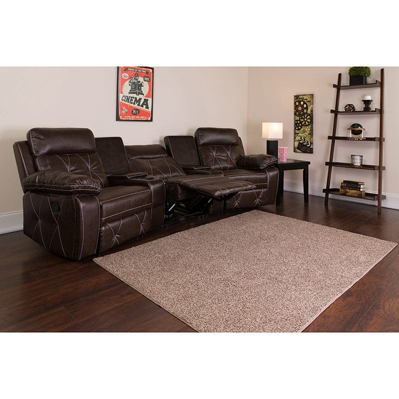 Reel Comfort Series 3-Seat Reclining Black LeatherSoft Theater Seating Unit with Curved Cup Holders - BT-70530-3-BK-CV-GG A-Z Store Nadia