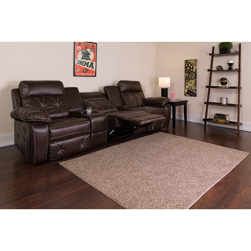 Reel Comfort Series 3-Seat Reclining Black LeatherSoft Theater Seating Unit with Straight Cup Holders - BT-70530-3-BK-GG A-Z Store Nadia
