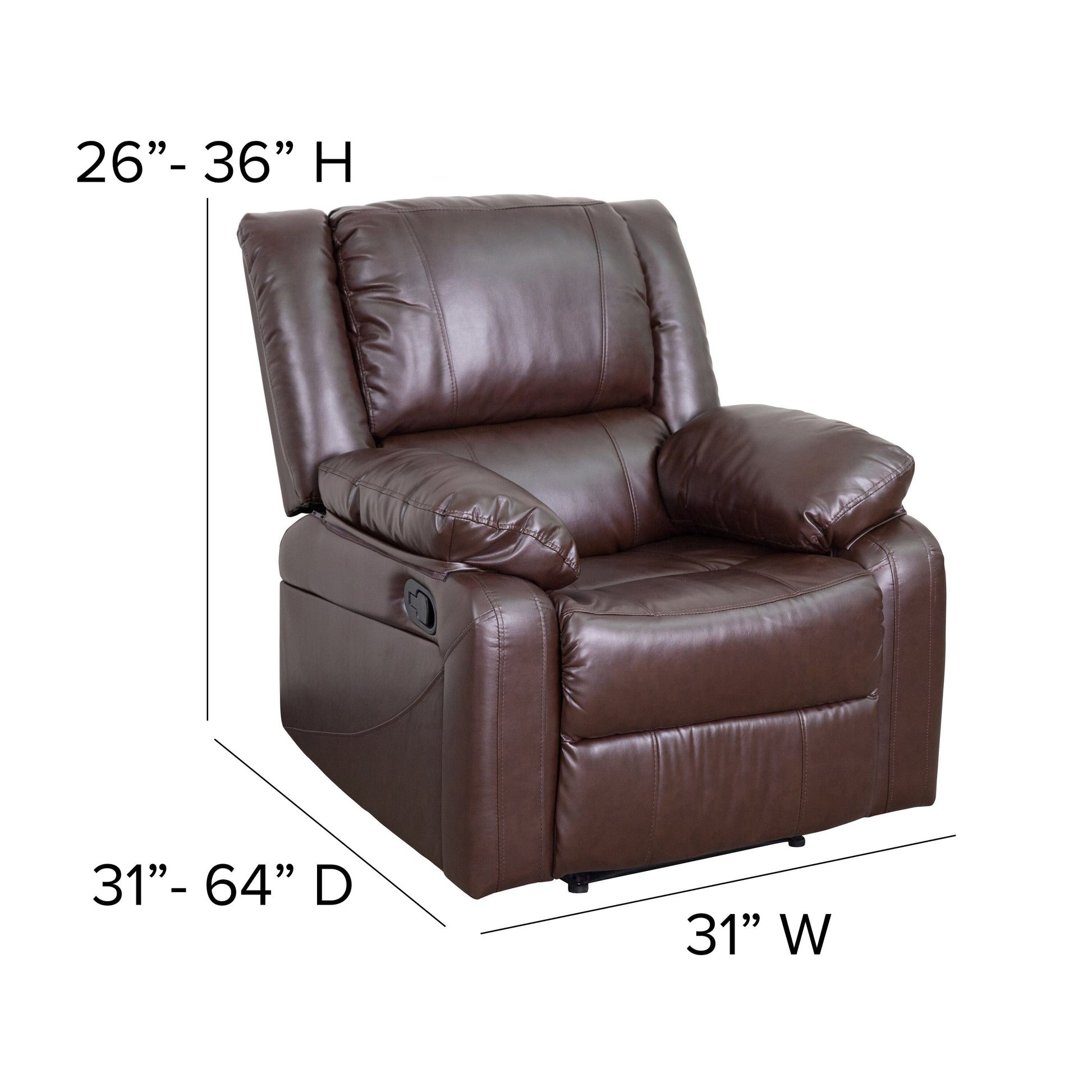 Harmony Series Brown LeatherSoft Recliner -  BT-70597-1-BN-GG Mega A-Z Store Nadia
