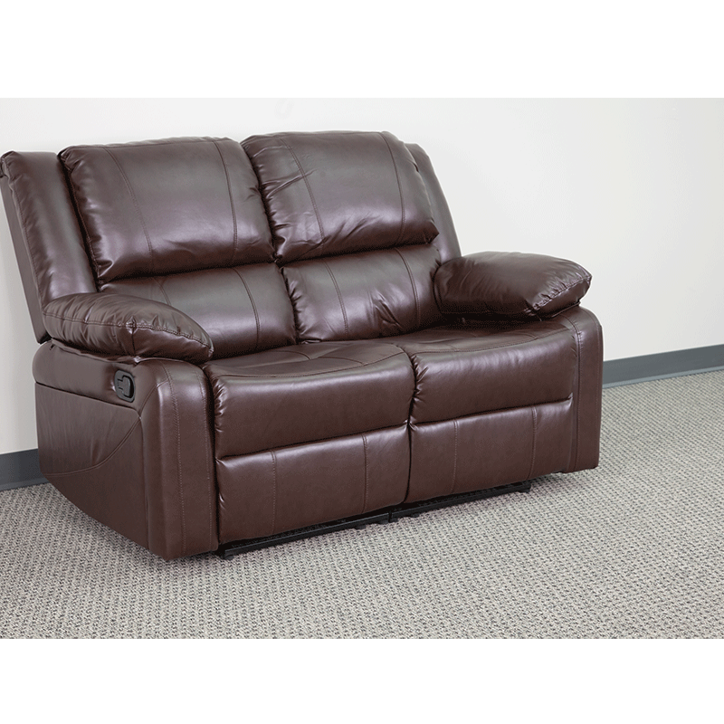 Harmony Series Brown LeatherSoft Loveseat with Two Built-In Recliners - BT-70597-LS-BN-GG