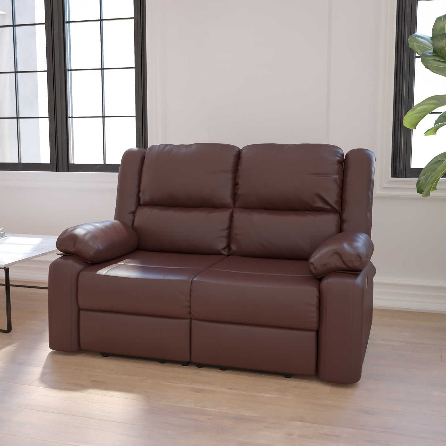 Harmony Series Brown LeatherSoft Loveseat with Two Built-In Recliners - BT-70597-LS-BN-GG A-Z Store Nadia