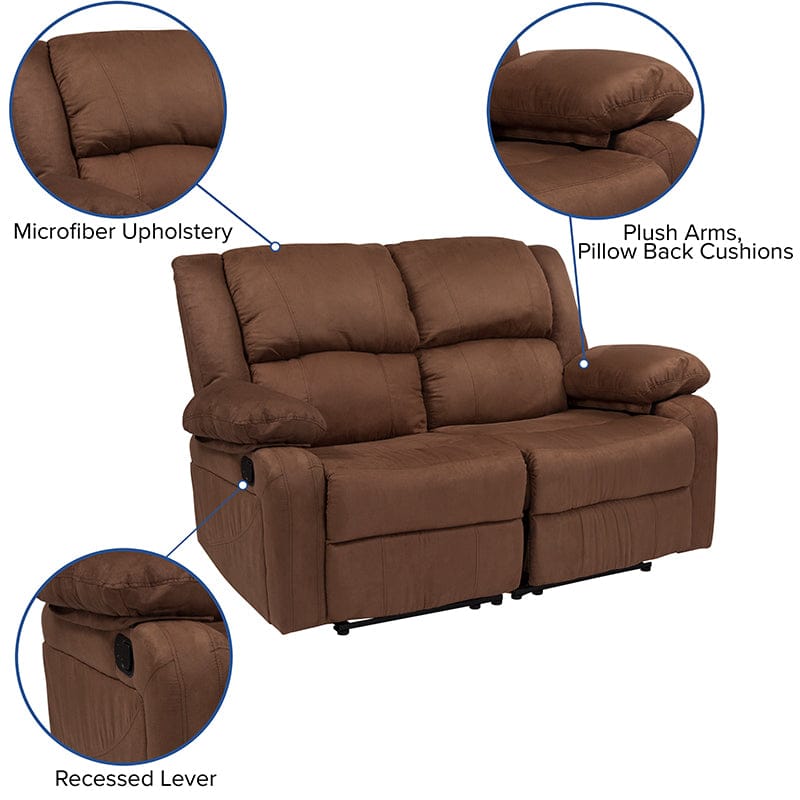 Harmony Series Brown LeatherSoft Loveseat with Two Built-In Recliners - BT-70597-LS-BN-GG A-Z Store Nadia
