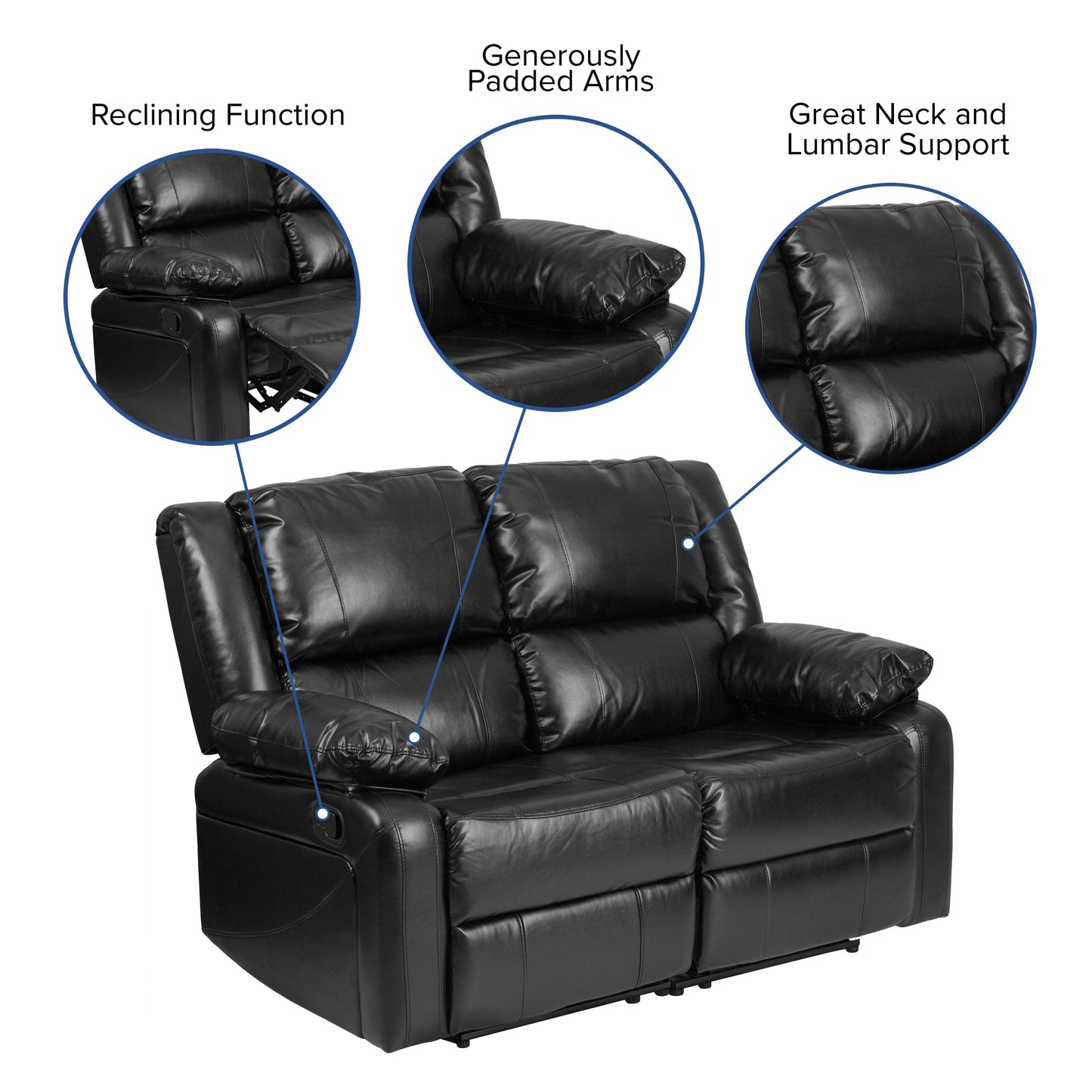 Harmony Series Brown LeatherSoft Loveseat with Two Built-In Recliners - BT-70597-LS-BN-GG A-Z Store Nadia