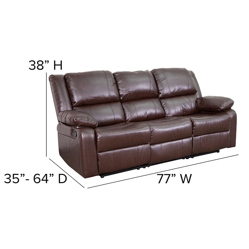 Harmony Series Brown LeatherSoft Sofa with Two Built-In Recliners - BT-70597-SOF-BN-GG A-Z Store Nadia