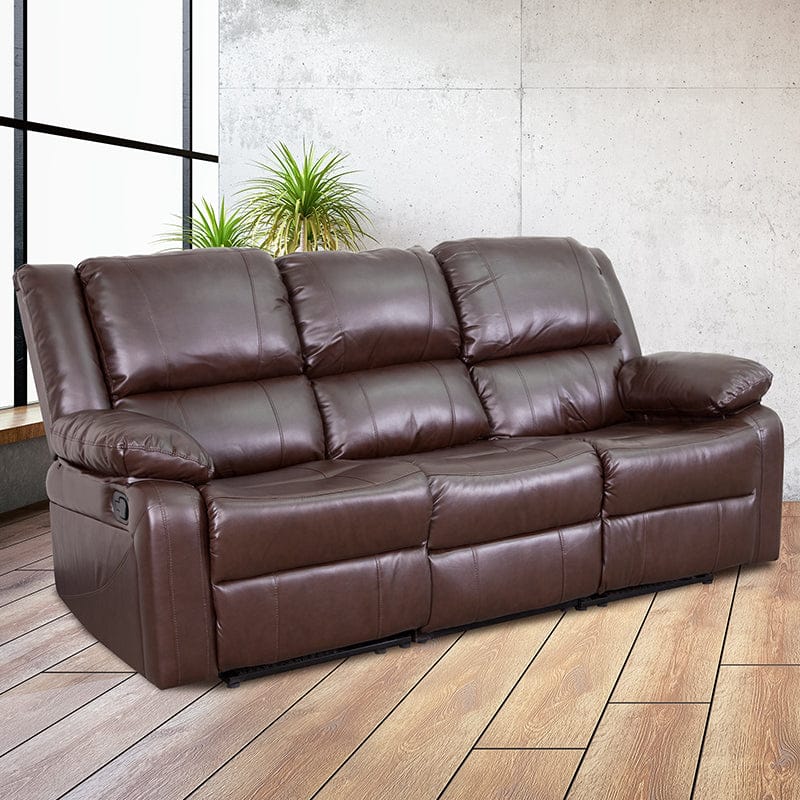 Harmony Series Brown LeatherSoft Sofa with Two Built-In Recliners - BT-70597-SOF-BN-GG A-Z Store Nadia