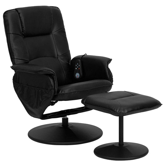 Massaging Adjustable Recliner with Deep Side Pockets and Ottoman with Wrapped Base in Black LeatherSoft - BT-753P-MASSAGE-BK-GG A-Z Store Nadia